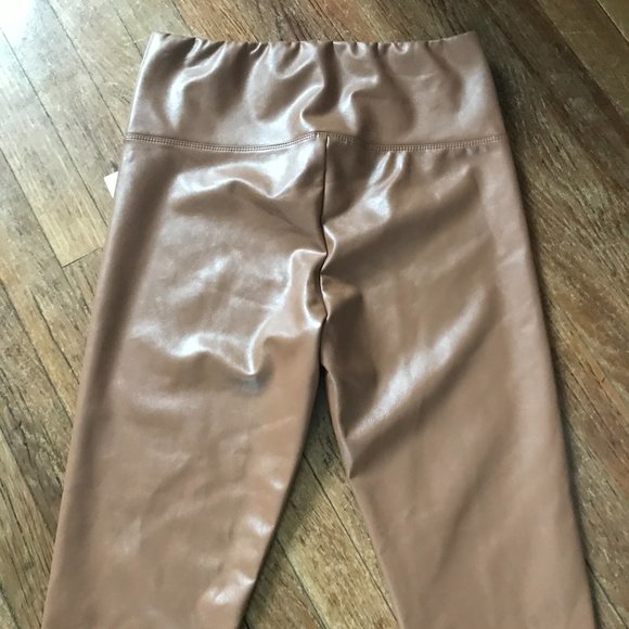 NWT Tibi Brown Faux Leather Leggings High Waist - Picture 13 of 16